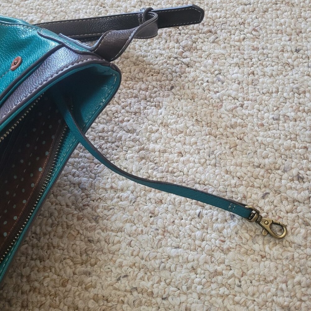 Chala Sloth Messenger Crescent Crossbody Purse Bag Turquoise Blue Embroidered - Picture 7 of 12